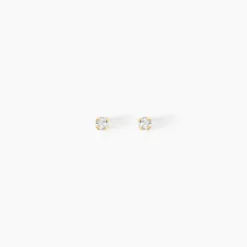 Boucles D'oreilles Puces Pepita Or Jaune Oxyde De Zirconium