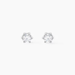 Boucles D'oreilles Puces Petrine Argent Blanc Oxyde De Zirconium