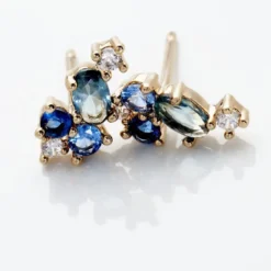Boucles D'oreilles Puces Plaqué Or Era Pierre De Synthèse
