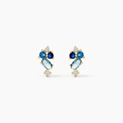 Boucles D'oreilles Puces Plaqué Or Era Pierre De Synthèse