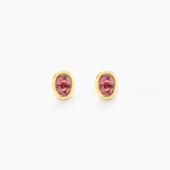 Boucles D'Oreilles Puces Poem Argent Jaune Tourmaline