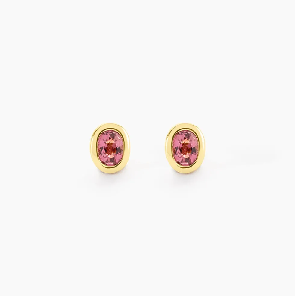 Boucles D'Oreilles Puces Poem Argent Jaune Tourmaline