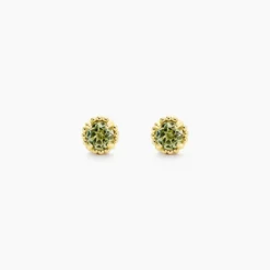 Boucles D'Oreilles Puces Poem Argent Jaune Péridot