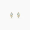 Boucles D'Oreilles Puces Poem Argent Jaune Topaze Oxyde De Zirconium