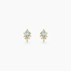 Boucles D'Oreilles Puces Poem Argent Jaune Topaze Oxyde De Zirconium
