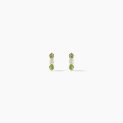 Boucles D'Oreilles Puces Poem Argent Jaune Péridot Oxyde De Zirconium