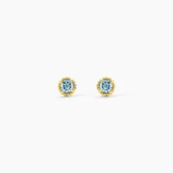 Boucles D'Oreilles Puces Poem Argent Jaune Topaze