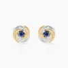 Boucles D'oreilles Puces Potentille Or Jaune Saphir