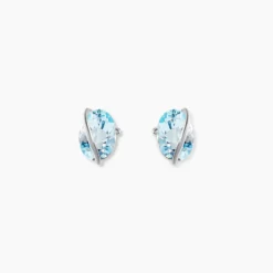Boucles D'oreilles Puces Prudencia Or Blanc Topaze