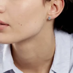 Boucles D'oreilles Puces Prudencia Or Blanc Topaze