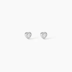 Boucles D'Oreilles Puces Querida Argent Blanc Oxyde De Zirconium