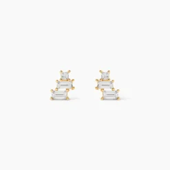 Boucles D'oreilles Puces Regana Or Jaune Oxyde De Zirconium