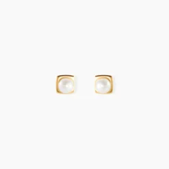 Boucles D'oreilles Puces Rhadia Or Jaune Perle De Culture