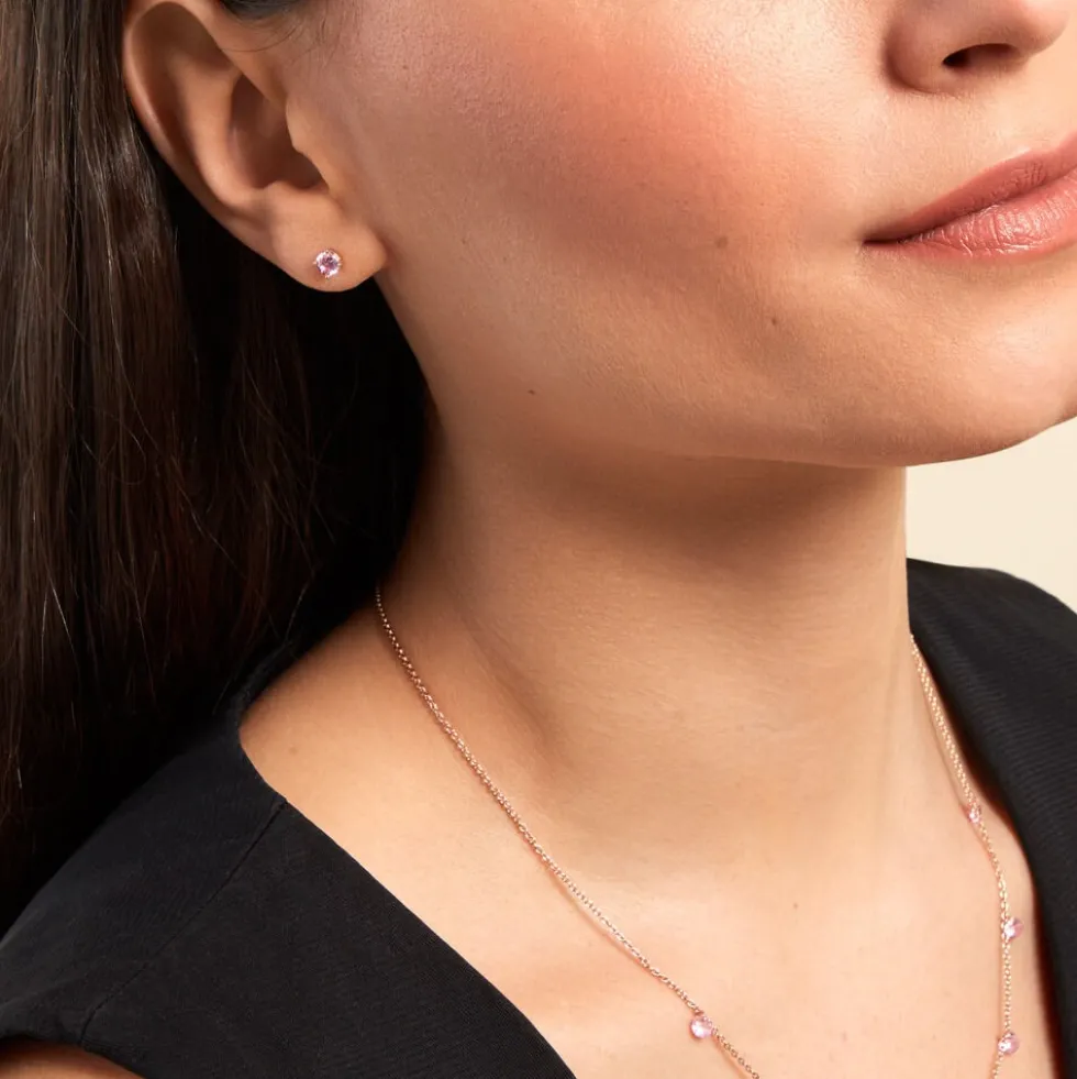Boucles D'oreilles Puces Rio Argent Rose Oxyde