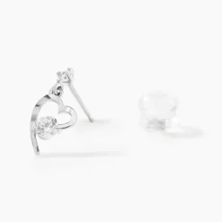 Boucles D'oreilles Puces Romance Or Blanc Oxyde De Zirconium