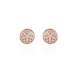 Boucles D'oreilles Puces Rosae Argent Rose Nacre