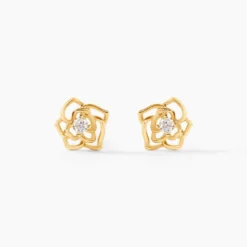 Boucles D'oreilles Puces Rozsi Or Jaune Oxyde De Zirconium