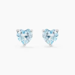 Boucles D'oreilles Puces Salona Or Blanc Topaze