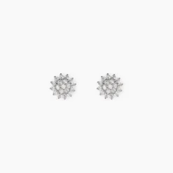 Boucles D'Oreilles Puces Saria Argent Blanc Oxyde De Zirconium