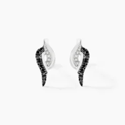 Boucles D'oreilles Puces Sculptural Or Blanc Diamant