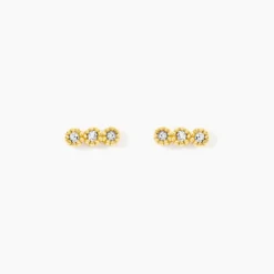 Boucles D'Oreilles Puces Sheima Acier Jaune Cristal