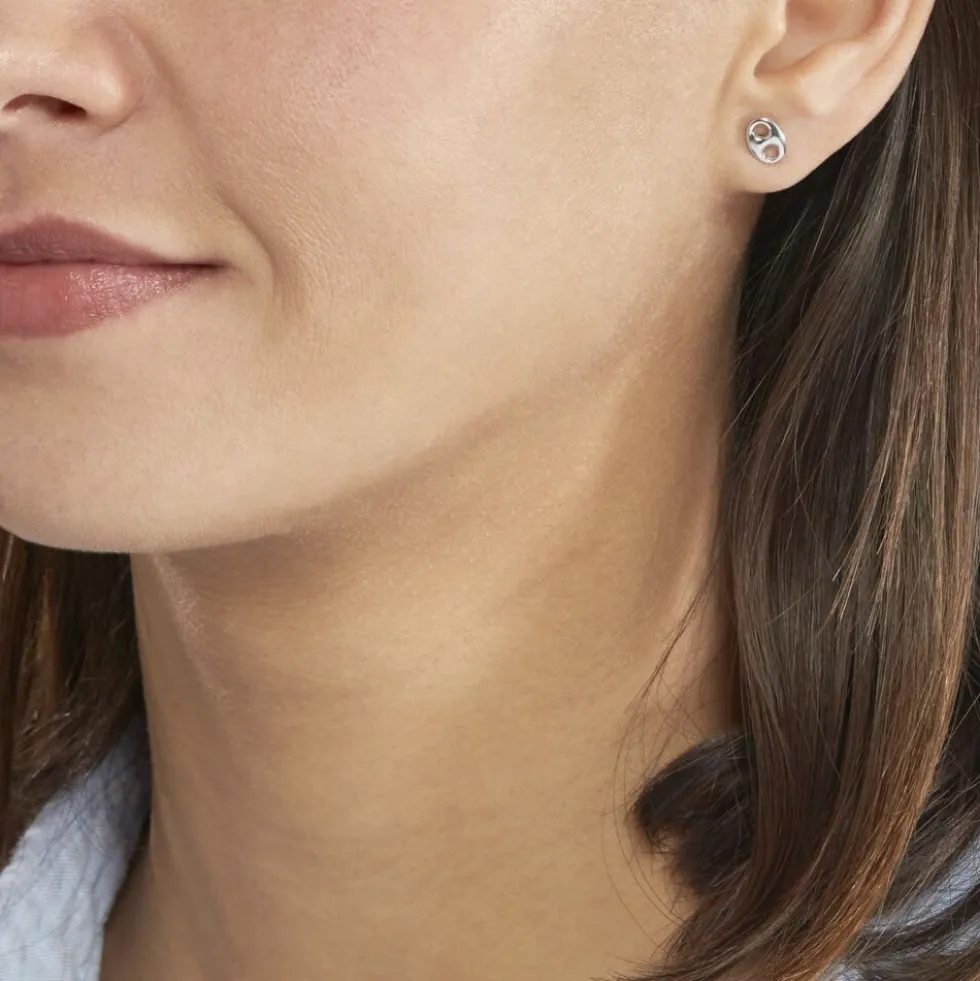 Boucles D'oreilles Puces Sherry Argent Blanc