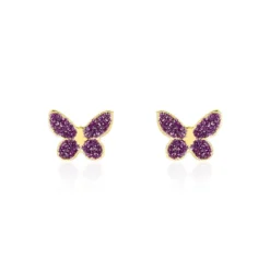 Boucles D'oreilles Puces Silia Papillon Or Jaune