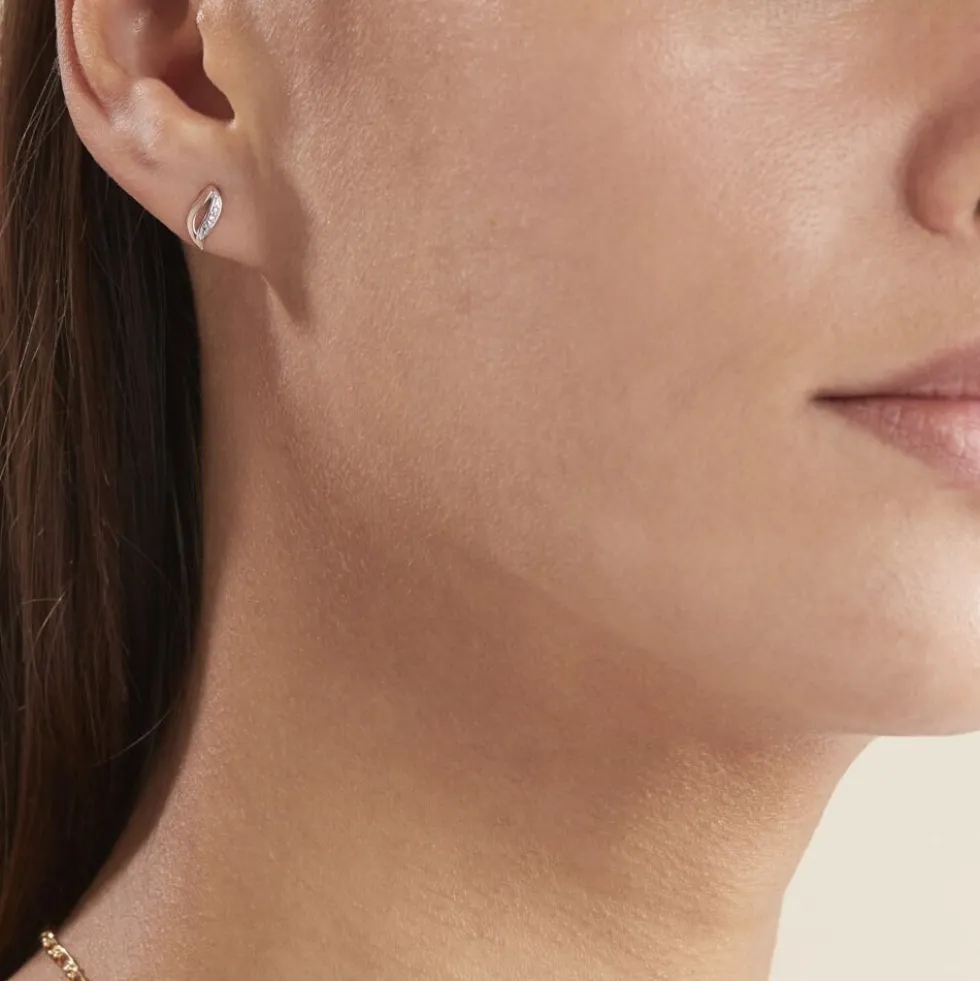 Boucles D'oreilles Puces Smeralda Or Rose Diamant