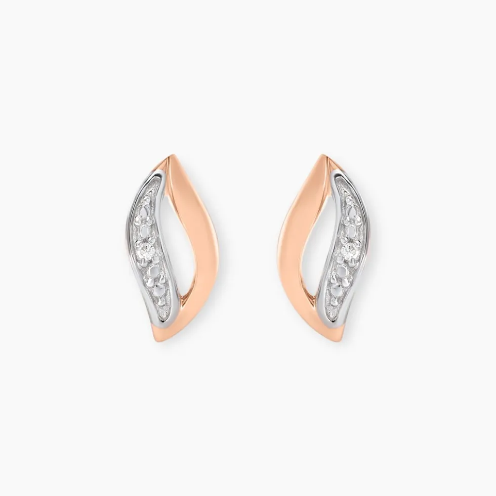Boucles D'oreilles Puces Smeralda Or Rose Diamant