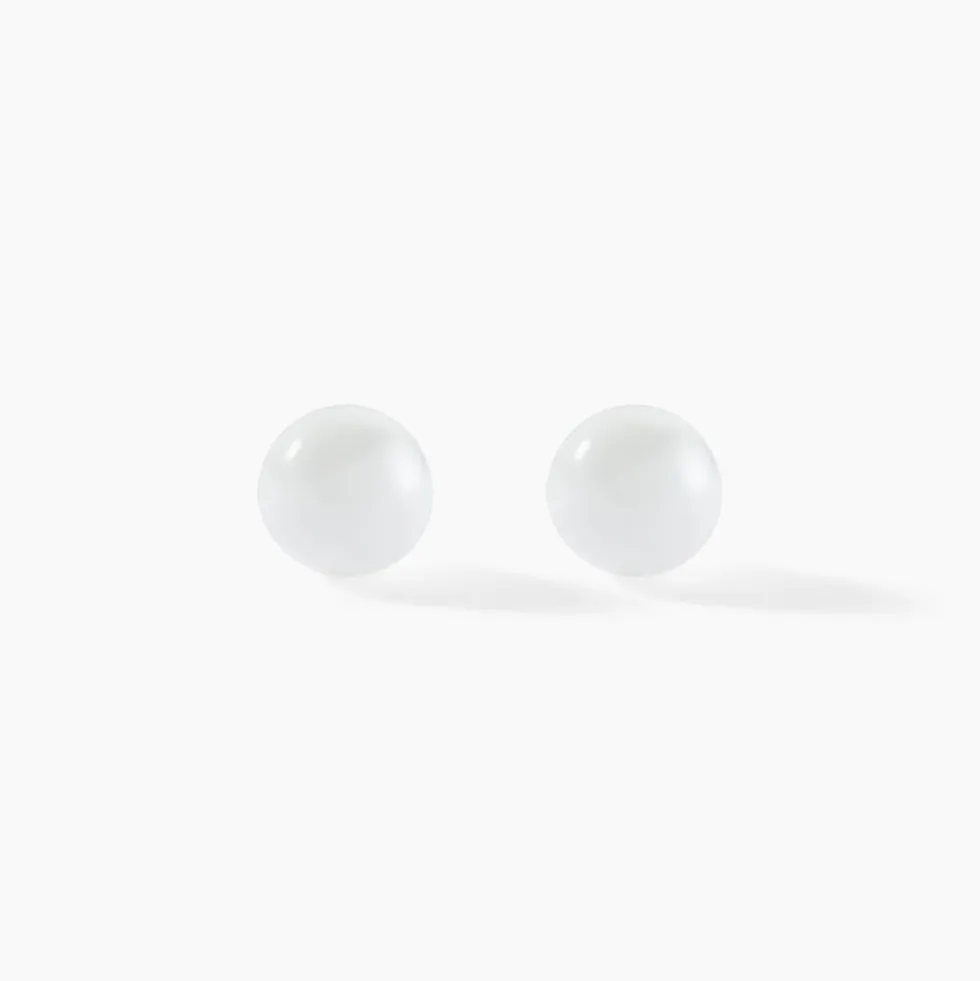 Boucles D'oreilles Puces Solene Argent Blanc Céramique