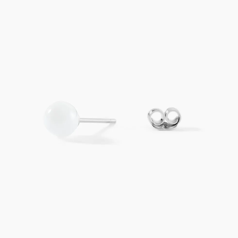 Boucles D'oreilles Puces Solene Argent Blanc Céramique