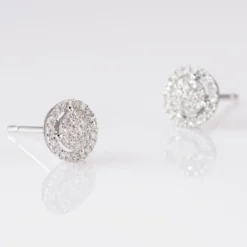 Boucles D'oreilles Puces Soleil D'hiver Or Blanc Diamant