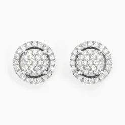 Boucles D'oreilles Puces Soleil D'hiver Or Blanc Diamant
