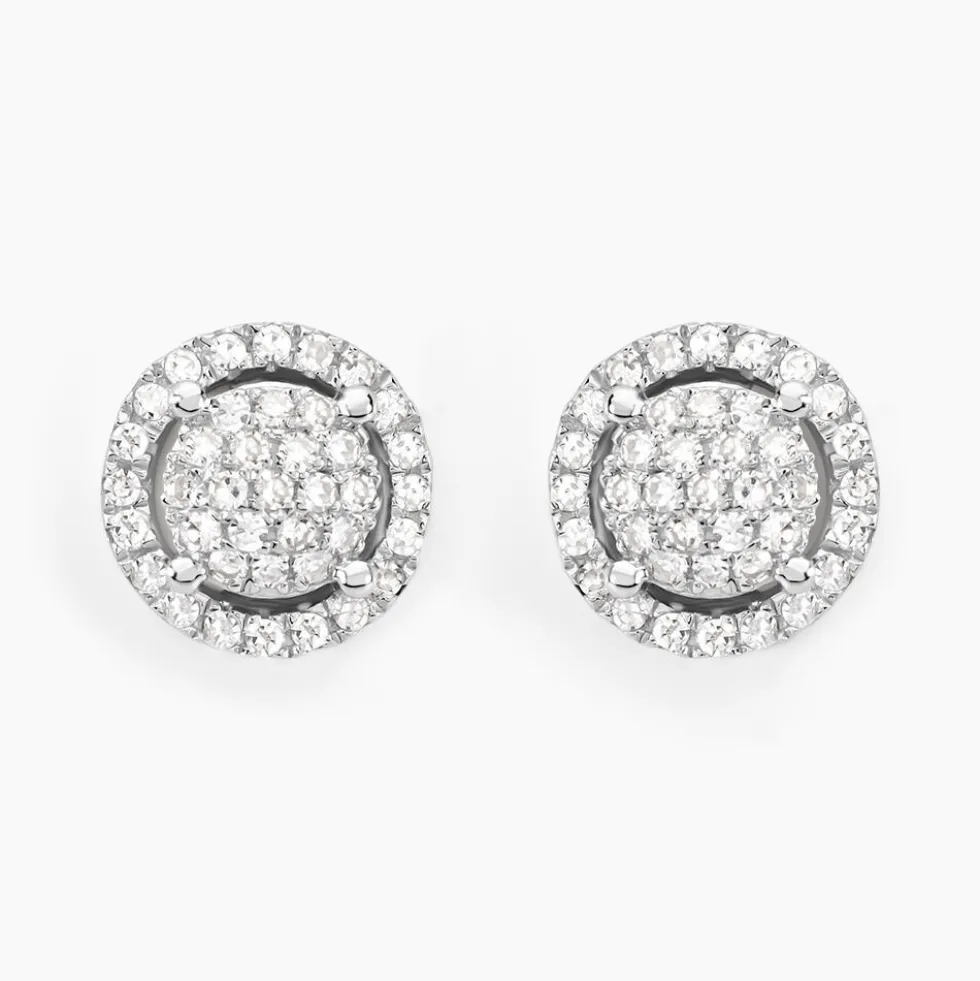 Boucles D'oreilles Puces Soleil D'hiver Or Blanc Diamant