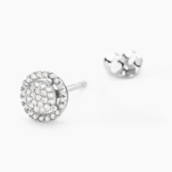 Boucles D'oreilles Puces Soleil D'hiver Or Blanc Diamant