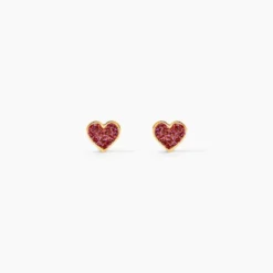 Boucles D'oreilles Puces Soraya Coeur Or Jaune