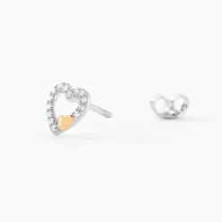 Boucles D'oreilles Puces Sorya Or Jaune Argent Blanc