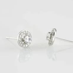 Boucles D'oreilles Puces Star Or Blanc Oxyde De Zirconium