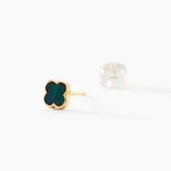 Boucles D'oreilles Puces Stellya Or Jaune Malachite