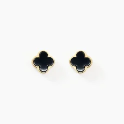 Boucles D'oreilles Puces Stellya Or Jaune Onyx