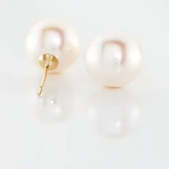 Boucles D'oreilles Puces Suki Or Jaune Perle De Culture