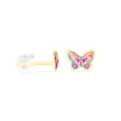 Boucles D'oreilles Puces Sulivia Papillon Or Jaune