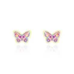 Boucles D'oreilles Puces Sulivia Papillon Or Jaune