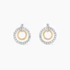 Boucles D'oreilles Puces Swane Or Jaune Argent Blanc Oxyde De Zirconium