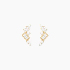 Boucles D'Oreilles Puces Sya Plaqué Or Jaune Oxyde De Zirconium