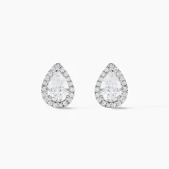 Boucles D'oreilles Puces Sylla Argent Blanc Oxyde De Zirconium