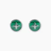 Boucles D'Oreilles Puces Talismania Argent Blanc Malachite