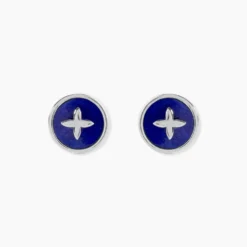 Boucles D'Oreilles Puces Talismania Argent Blanc Lapis Lazuli