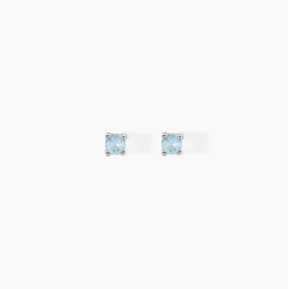 Boucles D'oreilles Puces Tehora Argent Blanc Verre