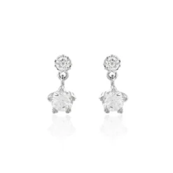 Boucles D'oreilles Puces Tibby Argent Blanc Oxyde De Zirconium